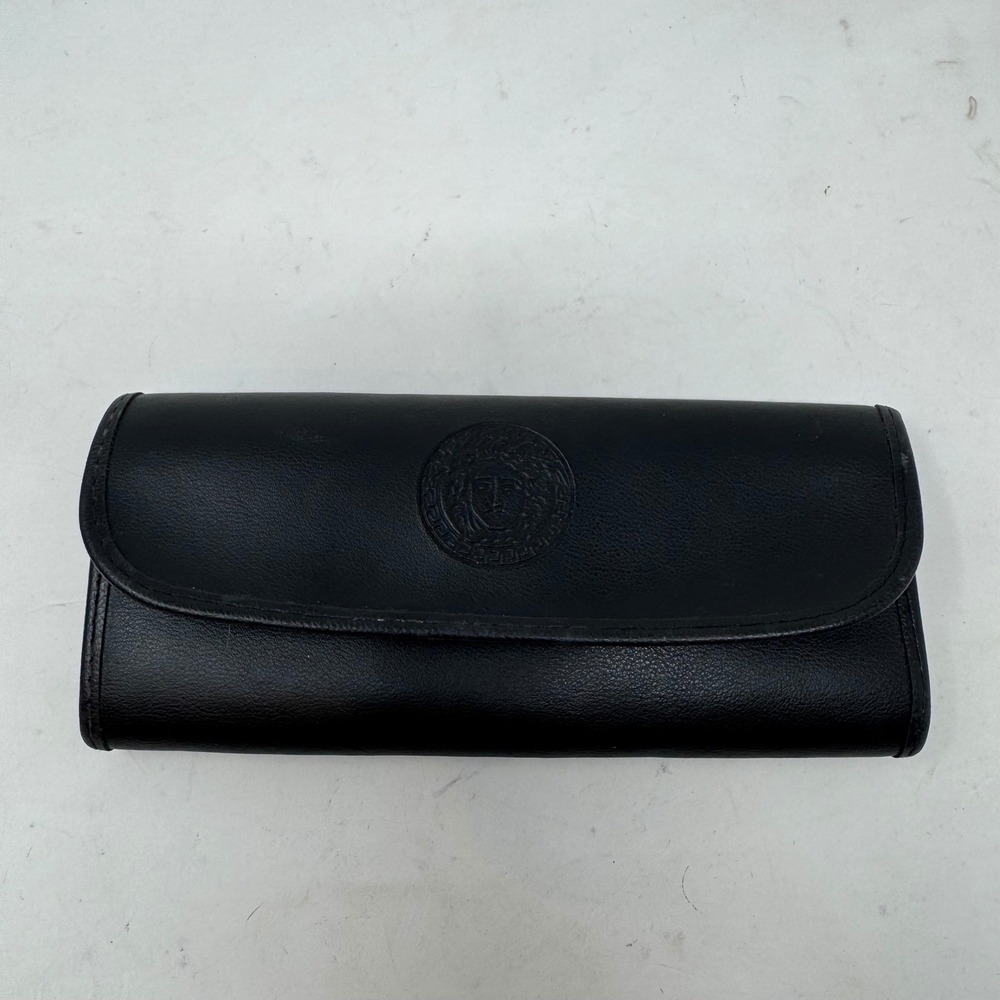Versace Black Leather Medusa‎ Head Sunglasses Case Made in Italy Eyewear Pouch